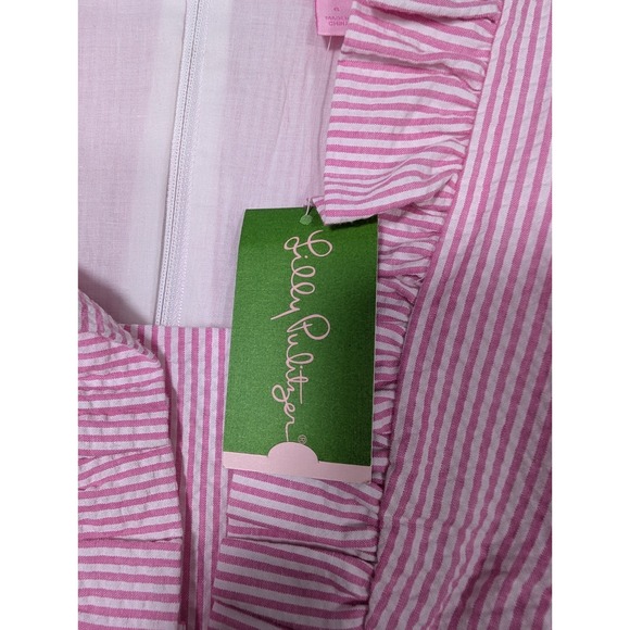 LILLY PULITZER Pink White Striped Sleeveless V-Neck Dress Size 6 New - Picture 5 of 10